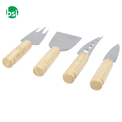 Set personalizzabile per formaggio da 4 pezzi in bamboo