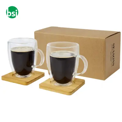 Set personalizzabile 2 tazze termiche in vetro 350ml Manti