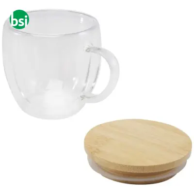 Tazza in vetro da 250 ml con coperchio in bambù Lenora - Immagine 5