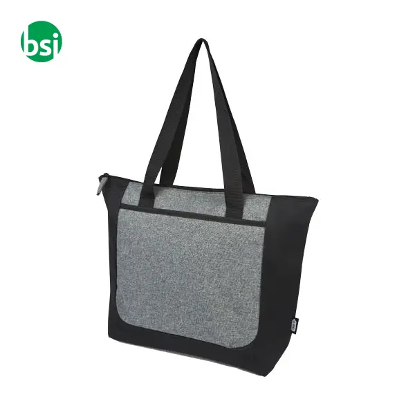Shopper personalizzate bicolore con zip materiale riciclato -  1