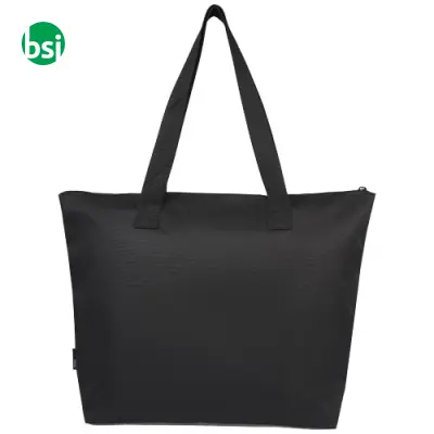 Shopper personalizzate bicolore con zip materiale riciclato - Immagine 4