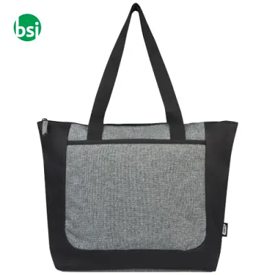 Shopper personalizzate bicolore con zip materiale riciclato - Immagine 3