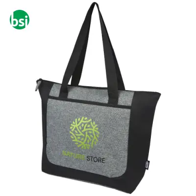 Shopper personalizzate bicolore con zip materiale riciclato - Immagine 2
