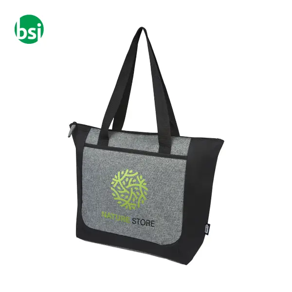 Shopper personalizzate bicolore con zip materiale riciclato -  2