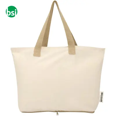 Tote bag pieghevole in cotone riciclato GRS 7L Sierra - Immagine 3