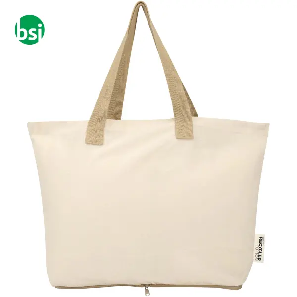 Tote bag pieghevole in cotone riciclato GRS 7L Sierra -  3