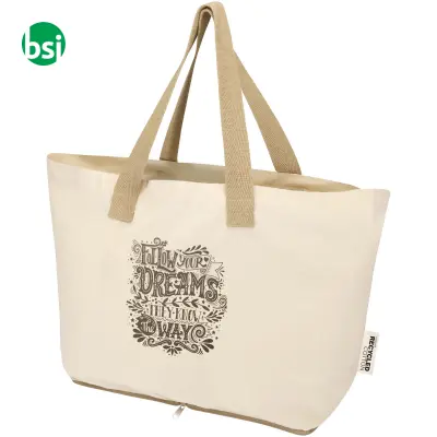 Tote bag pieghevole in cotone riciclato GRS 7L Sierra - Immagine 2