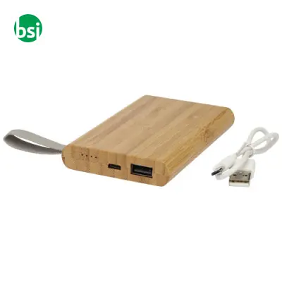 Power bank personalizzabili da 5000 mAh in bamboo Tulda - Immagine 7