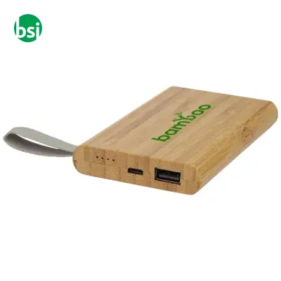 Power bank personalizzabili da 5000 mAh in bamboo Tulda - Immagine 2
