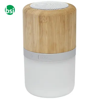 Speaker Bluetooth personalizzati in bamboo con luce Aurea