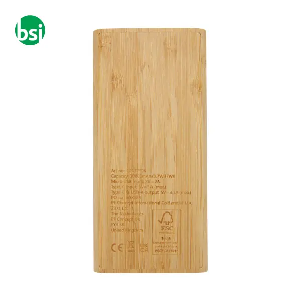 Power bank in bamboo personalizzabili 10,000 mAh Tulda -  5