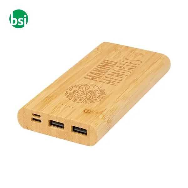 Power bank in bamboo personalizzabili 10,000 mAh Tulda -  2