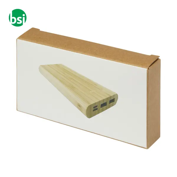 Power bank in bamboo personalizzabili 10,000 mAh Tulda -  3