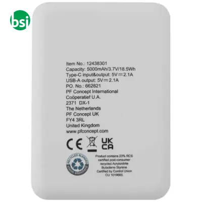 Power bank 5000 mAh Tipo C in plastica riciclata Asama - Immagine 5