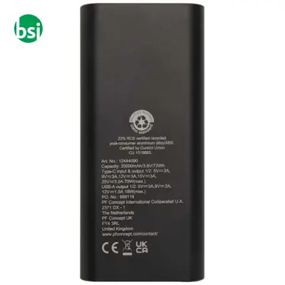 Power bank in alluminio 20.000 mAh e 70 W Acamar - Immagine 5