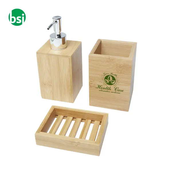 Set da bagno in bamboo personalizzabile 3 pezzi Hedon -  2