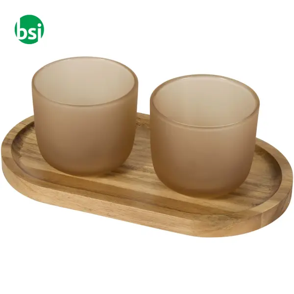 Set vassoio legno con bicchieri in vetro Male -  6