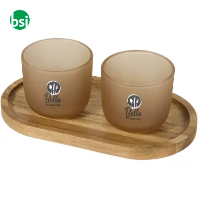 Set vassoio legno con bicchieri in vetro Male - Immagine 2