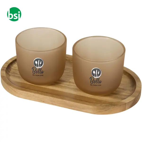 Set vassoio legno con bicchieri in vetro Male -  2