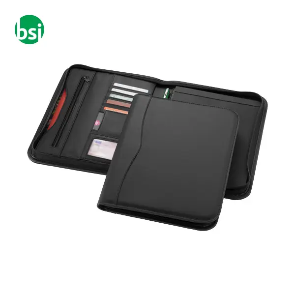 Cartella con blocco personalizzabile A4 con cerniera Ebony -  1