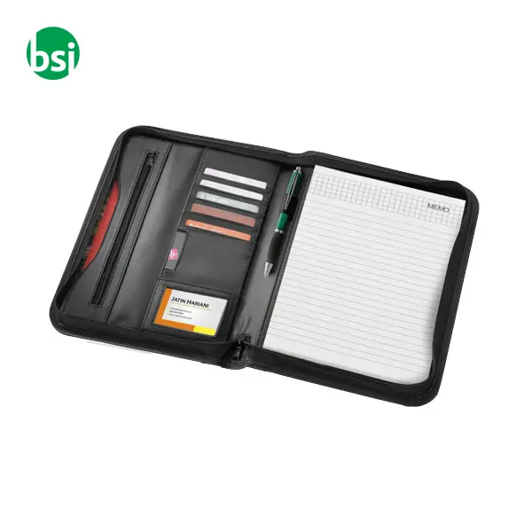 Cartella con blocco personalizzabile A4 con cerniera Ebony -  6