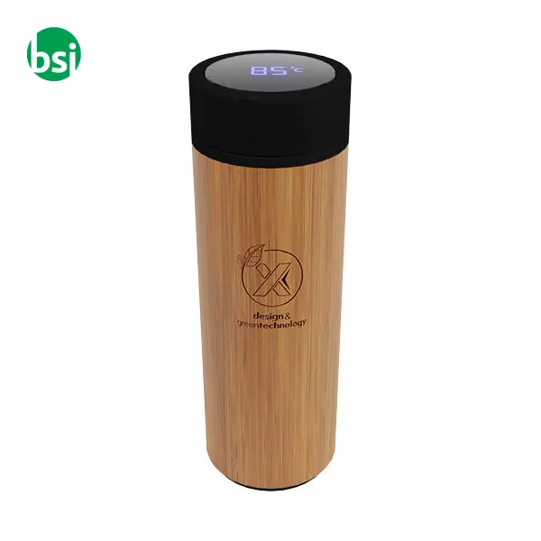 Borraccia termica personalizzabile da 500ml in bamboo -  2