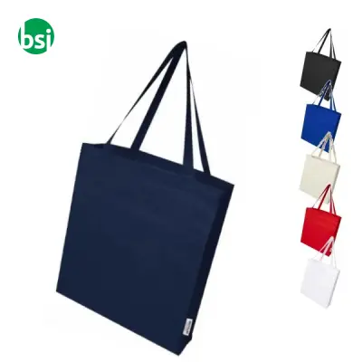 Tote bag a soffietto in cotone riciclato 140 g/m² Madras