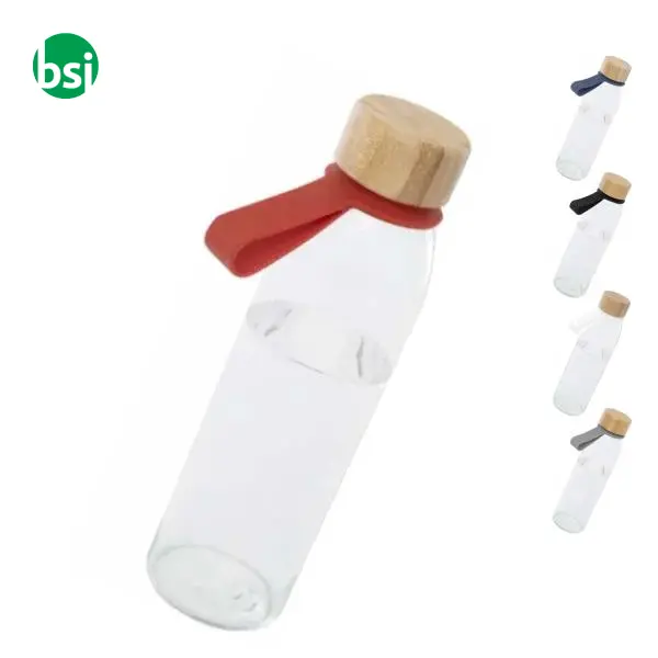 Borraccia in vetro da 500 ml con coperchio in bambù Porto -  1