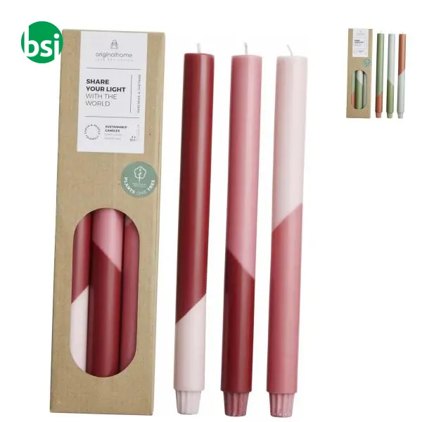 Set 3 candele design a colori diagonali Originalhome Eden -  1