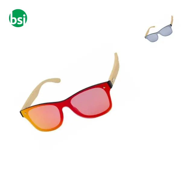 Occhiali da sole con stanghette in bambù Tan -  1